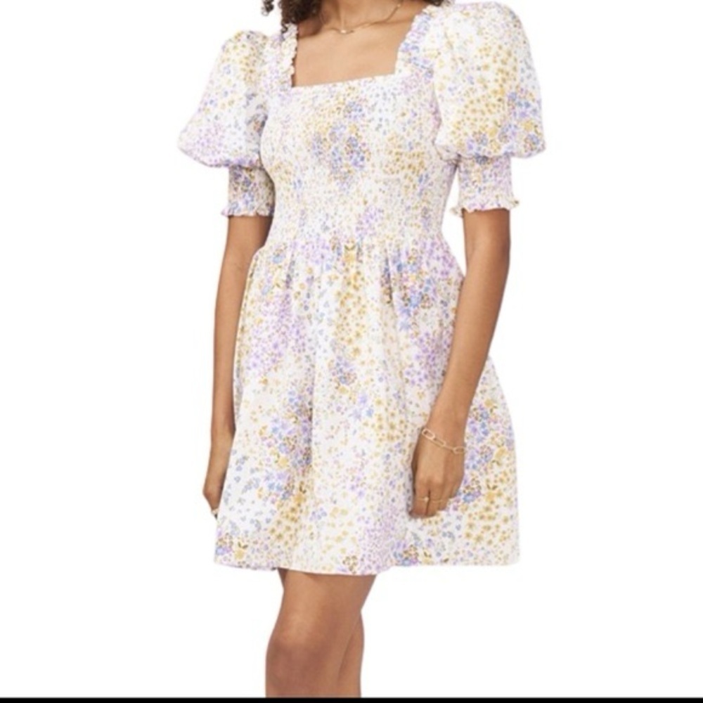 1 State floral Puff Sleeve Mini Dress Size XL